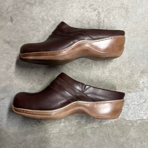 Softwalk Amber Dark Brown Leather Clogs Size 9.5W Wide Comfort Slip On - Picture 5 of 7